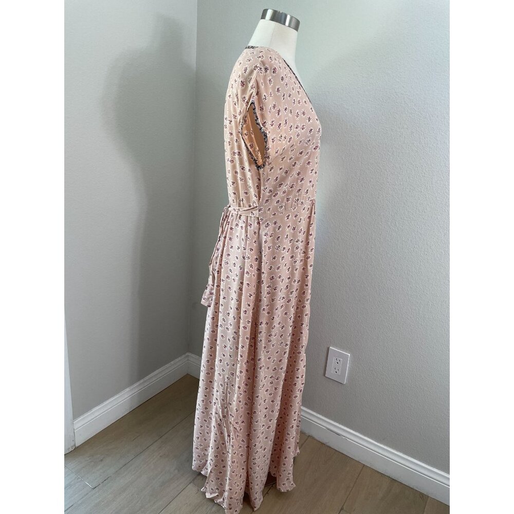 Vintage Zoe California Womens Small Pink Floral Maxi Dress Cottagecore Prairie - Picture 3 of 10